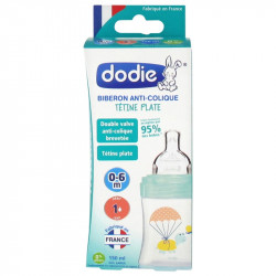 Dodie Biberon Sensation+ 270ml Tétine Débit 2, 0-6 mois, Fushia