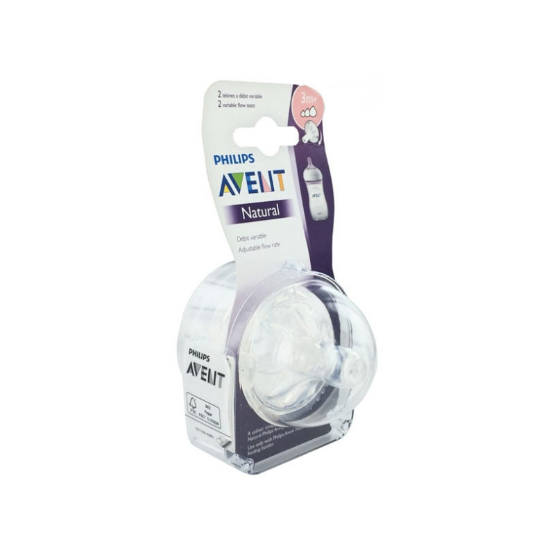 Avent 2 Tétines Naturel 3m+ debit variable