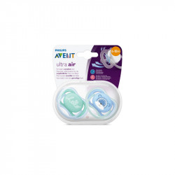 SUCETTES ULTRA AIR COLORIS BLEU/VERT 6-18 mois AVENT