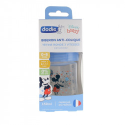 INITIATION+ BIBERON ANTI COLIQUE DEBIT 1 3 VITESSES TETINE RONDE 0-6 MOIS  150 ML DECOR MICKEY DODIE