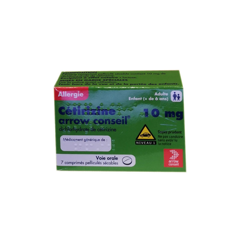 CETIRIZINE 10 MG ALLERGIE 7 COMPRIMES ARROW CONSEIL