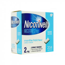 NICOTINELL MENTHE FRAICHEUR SANS SUCRE 2MG 204 GOMMES GSK