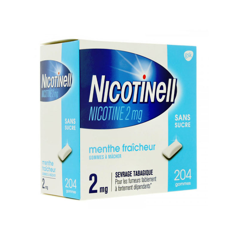 NICOTINELL MENTHE FRAICHEUR SANS SUCRE 2MG 204 GOMMES GSK