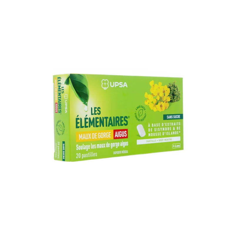 LES ELEMENTAIRES MAUX DE GORGE AIGUS 20 PASTILLES UPSA LES ELEMENTAIRES MAUX DE GORGE AIGUS 20 PASTILLES UPSA