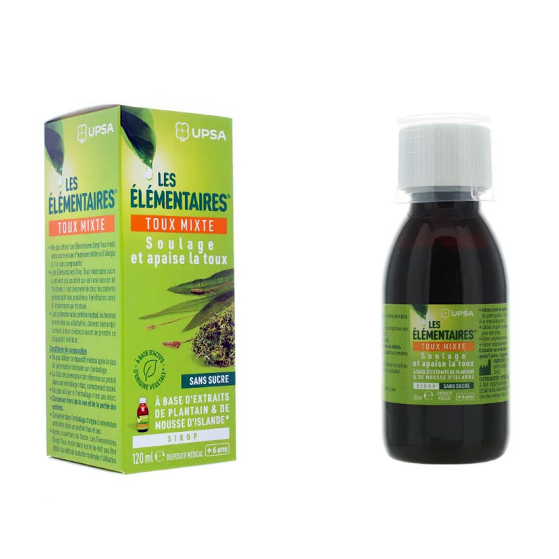 LES ELEMENTAIRES SIROP TOUX MIXTE SANS SUCRE 120ML UPSA LES ELEMENTAIRES SIROP TOUX MIXTE SANS SUCRE 120ML UPSA