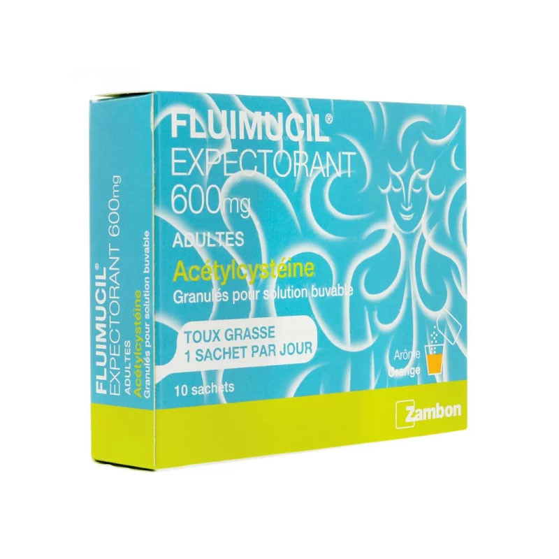 FLUIMUCIL EXPECTORANT 600MG TOUX GRASSE 10 sachets ZAMBON