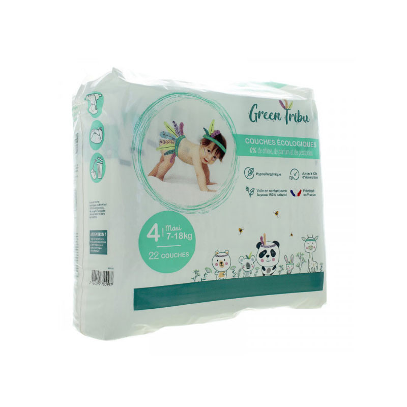 GREEN TRIBU COUCHES ECOLOGIQUES 4 MAXI 7-18KG X22 GREEN TRIBU COUCHES ECOLOGIQUES 4 MAXI 7-18KG X22