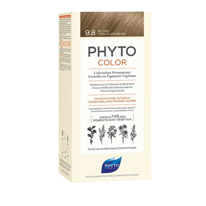 PHYTOCOLOR COLORATION PERMANENTE BLOND TRES CLAIR BEIGE 9.8 PHYTO