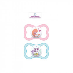 SUPREME SUCETTES BLEUES ROSES 6MOIS+ LOT DE 2 SILICONE MAM