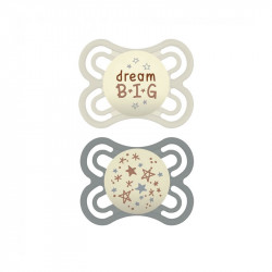 PERFECT NUIT SUCETTES BLANCHES GRISES 2-6MOIS LOT DE 2 SILICONE MAM