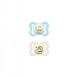 SUPREME NUIT  SUCETTES BLEUES BLANCHES 2-6MOIS+ LOT DE 2 SILICONE MAM
