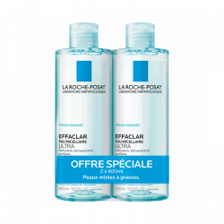 EFFACLAR EAU MICELLAIRE ULTRA  LOT 2 X 400 ML LA ROCHE POSAY