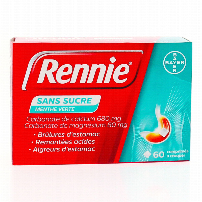 RENNIE MENTHE VERTE 60 COMPRIMES BAYER