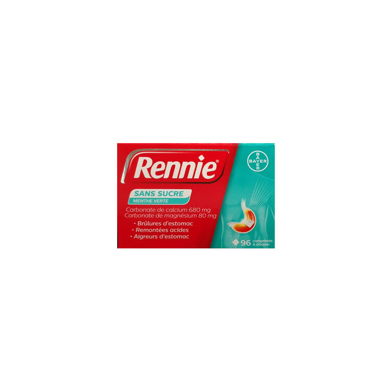 RENNIE MENTHE VERTE SANS SUCRE 96 COMPRIMES BAYER RENNIE MENTHE VERTE SANS SUCRE 96 COMPRIMES BAYER