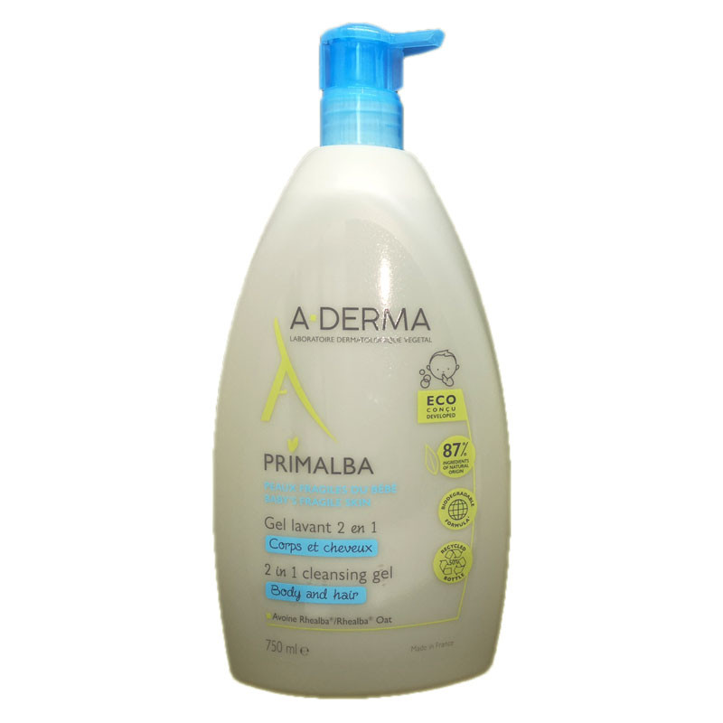 PRIMALBA GEL LAVANT 2 en 1 Corps & Cheveux A-DERMA 750 ML