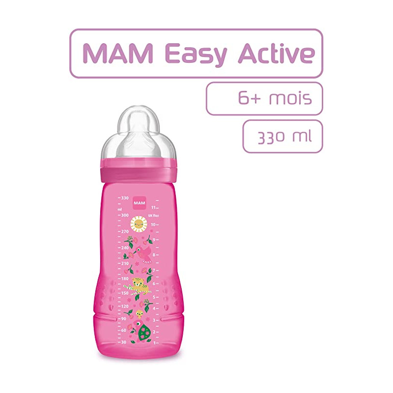 Biberon Easy Active 6m+ rose 330ml