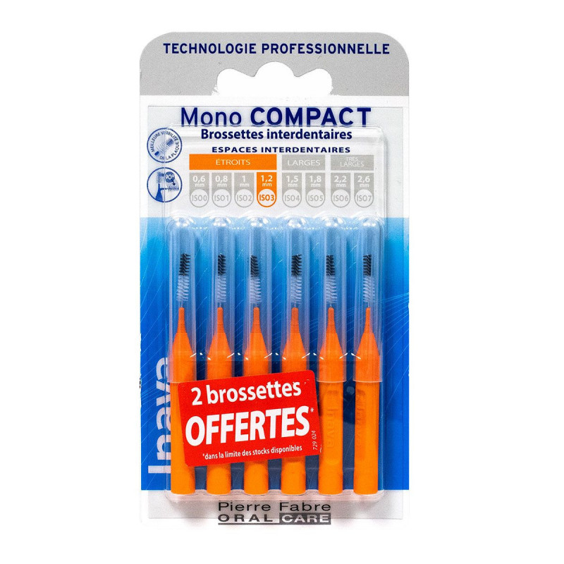 BROSSETTES INTERDENTAIRES MONO COMPACT 1.2MM 4+2 OFFERTES INAVA