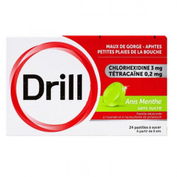 DRILL PASTILLES MAUX DE GORGE ANIS MENTHE SANS SUCRE PIERRE FABRE