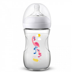 BIBERON NATURAL 1 mois et +  FLAMAND ROSE 260ML AVENT