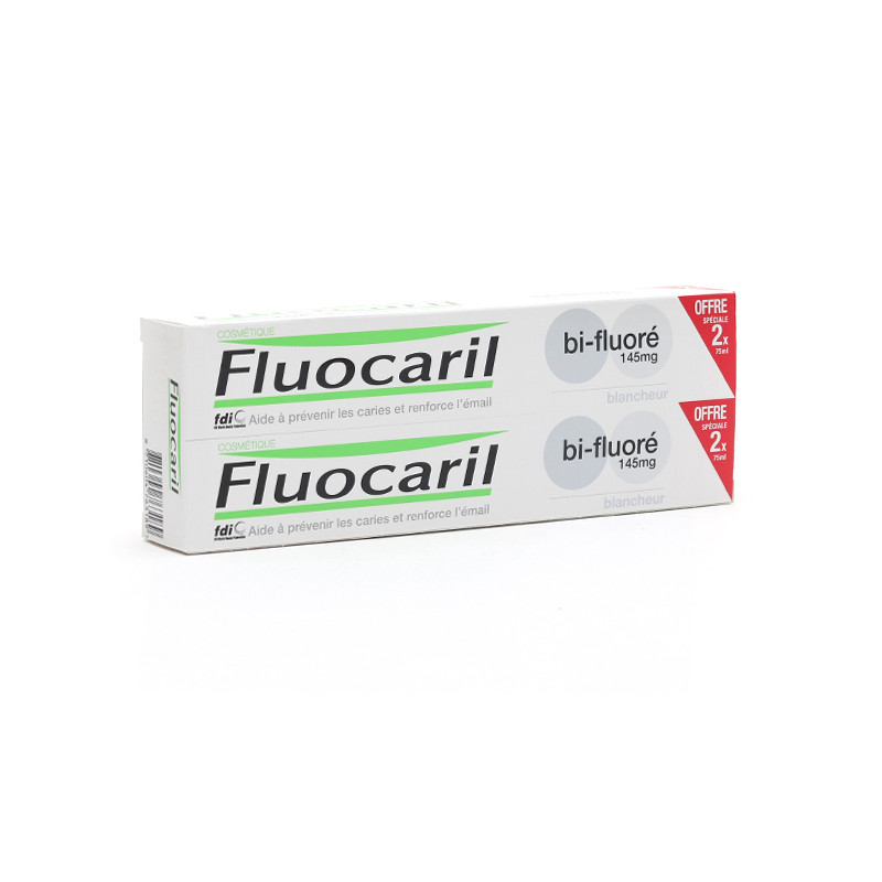 DENTIFRICE BI FLUORE BLANCHEUR 145 mg  LOT DE 2 X 75ML FLUOCARIL