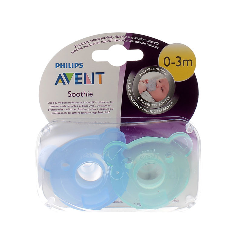 SOOTHIE SUCETTES ORTHODONTIQUES X 2 BLEU VERT 0-3 mois AVENT