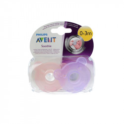 SOOTHIE SUCETTES ORTHODONTIQUES X 2 ROSE VIOLET 0-3 mois AVENT