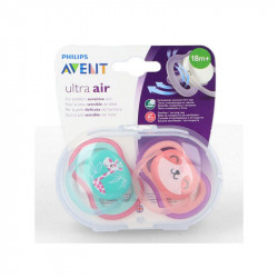 SUCETTES ULTRA AIR COLORIS ROSE/VERT 18 mois+ AVENT