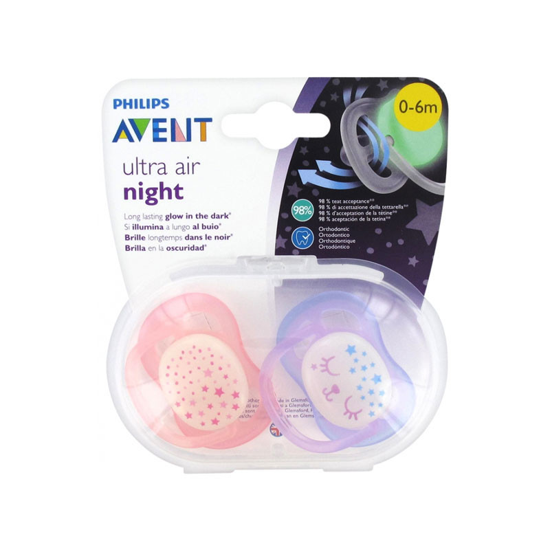 SUCETTES ULTRA AIR NIGHT COLORIS ROSE VIOLET 0-6 mois AVENT