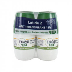 ANTI-TRANSPIRANT VEGETAL 48H BIO Peau sensible LOT DE 2 X 50ML ROLL ON ETIAXIL