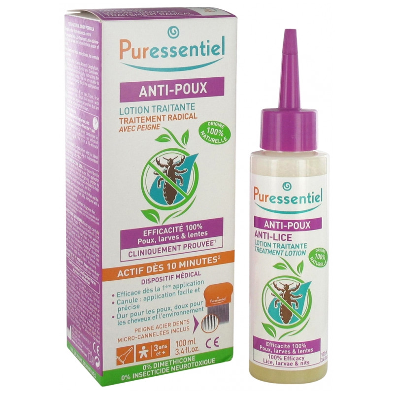 TRAITEMENT COMPLET ANTI POUX LOTION + PEIGNE 100 ml PURESSENTIEL