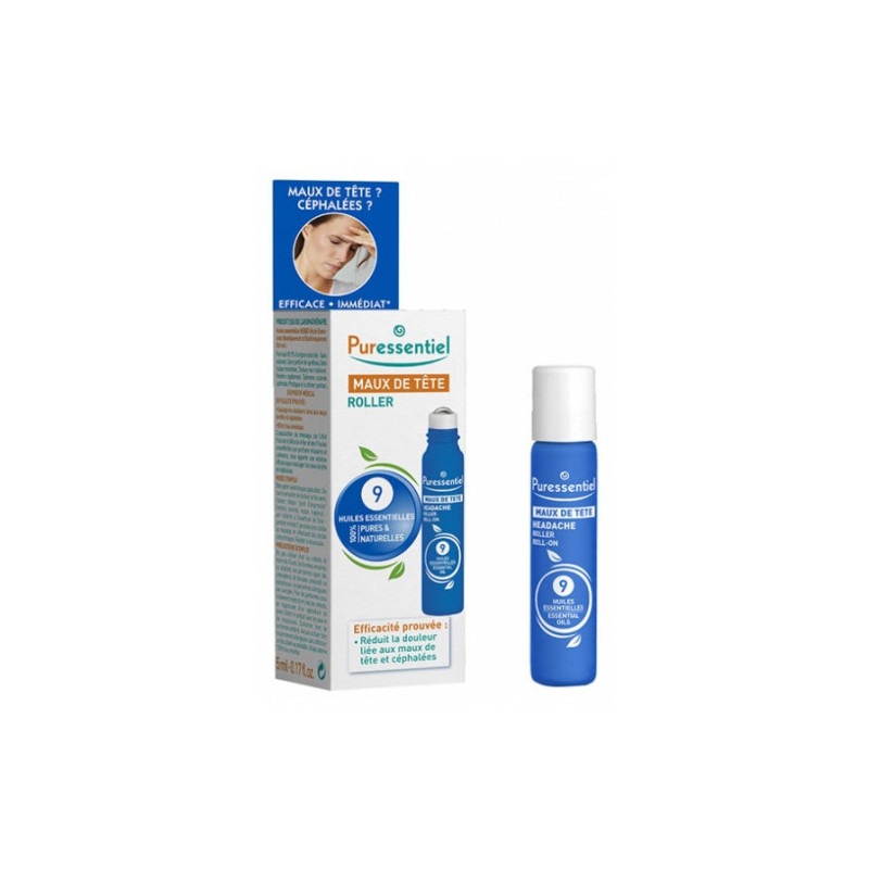 ROLLER MAUX DE TETE AUX 9 HUILES ESSENTIELLES 5ML PURESSENTIEL ROLLER MAUX DE TETE AUX 9 HUILES ESSENTIELLES 5ML PURESSENTIEL