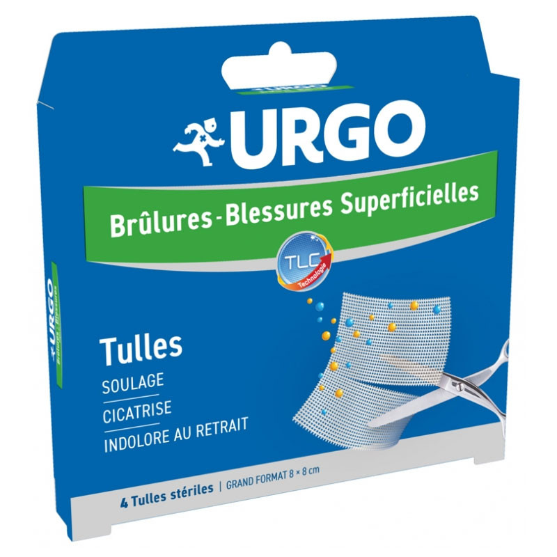 TULLES BRÛLURES BLESSURES SUPERFICIELLES GRAND FORMAT X4 URGO