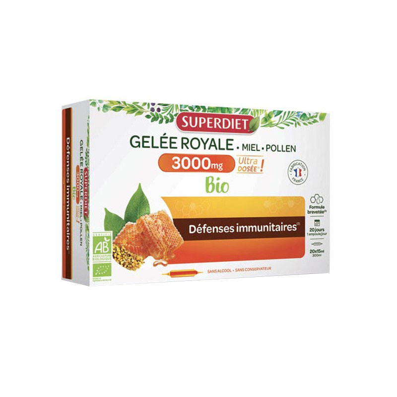 GELÉE ROYALE 3000MG  BIO 20 AMPOULES SUPERDIET