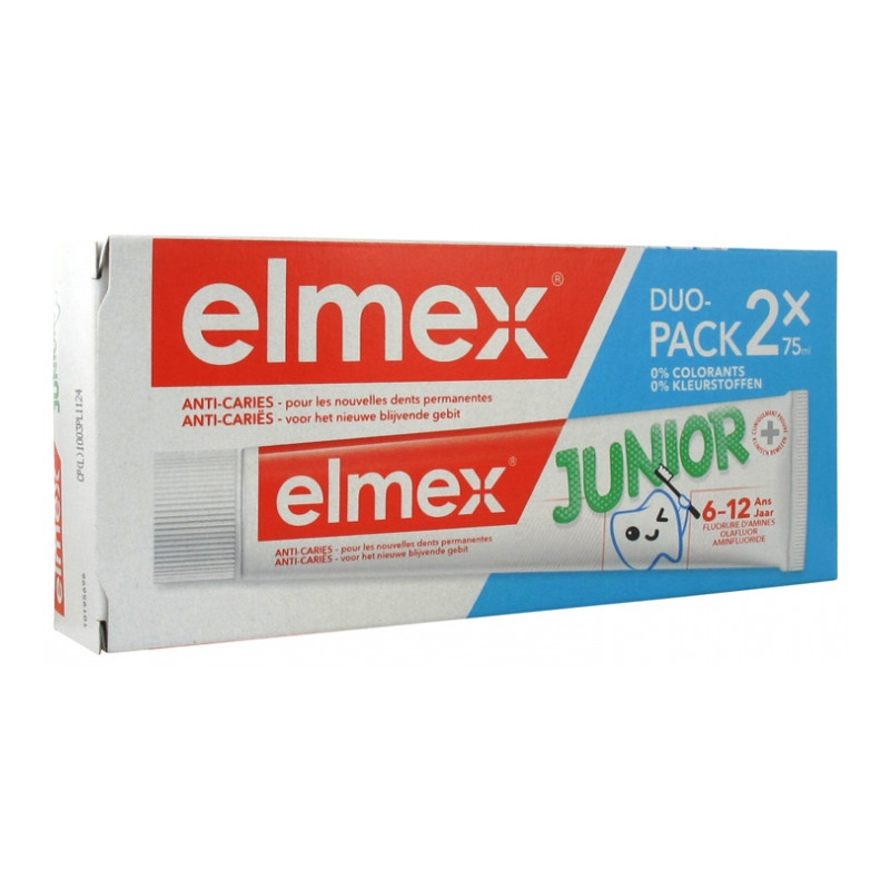 DENTIFRICE ANTI-CARIES JUNIOR 6-12 ANS DUO PACK 2X75ML ELMEX