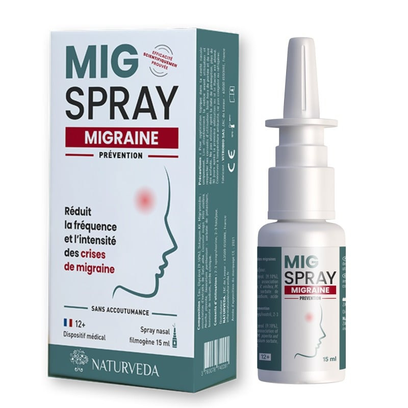 MIGSPRAY MIGRAINE SPRAY NASAL 15ML NATURVEDA