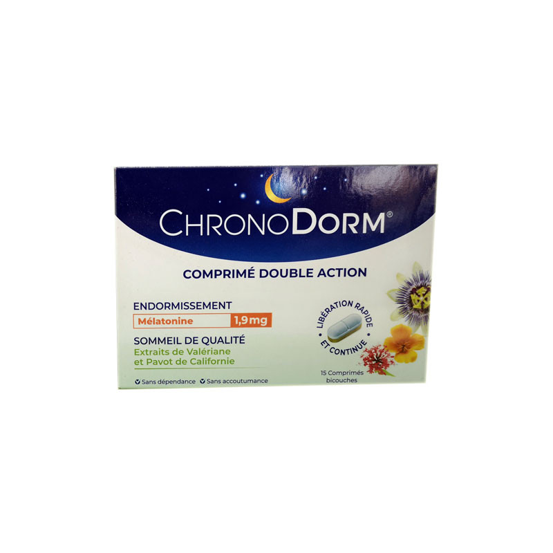 CHRONODORM DOUBLE ACTION MELATONINE 1.9 MG VALÉRIANE 15 COMPRIMES IPRAD