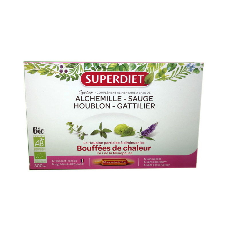 QUATUOR MENOPAUSE BOUFFEES DE CHALEUR BIO 20 AMPOULES SUPERDIET