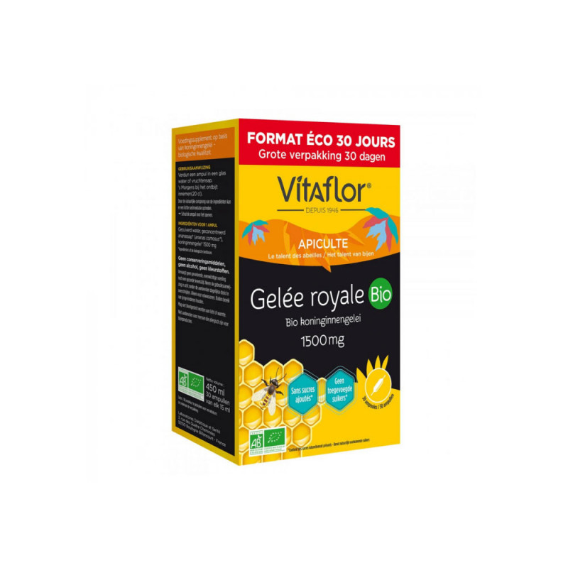 APICULTE GELEE ROYALE BIO 1500MG 30 AMPOULES VITAFLOR