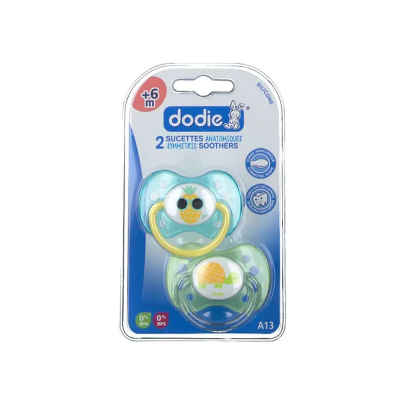 SUCETTE ANATOMIQUE +6 MOIS SILICONE ANANAS + TORTUE LOT DE 2 DODIE SUCETTE ANATOMIQUE +6 MOIS SILICONE ANANAS + TORTUE LOT DE 2 DODIE
