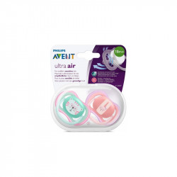 SUCETTES ULTRA AIR COLORIS ROSE/VERT 18 mois+ AVENT