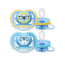 SUCETTES ULTRA AIR COLORIS BLEU/JAUNE 18 mois+ AVENT