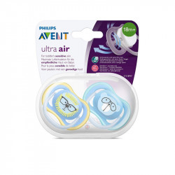 SUCETTES ULTRA AIR COLORIS BLEU/JAUNE 18 mois+ AVENT