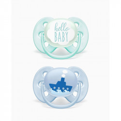 SUCETTES ULTRA SOFT AVENT 0 à 6 mois BLEUES HELLO BABY