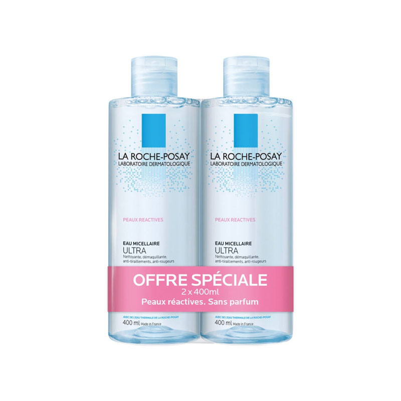 EAU MICELLAIRE ULTRA PEAUX REACTIVES LOT DE 2 X 400ML LA ROCHE POSAY