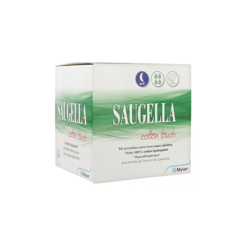 Saugella : Cotton touch serviette extra-fine avec ailettes jour