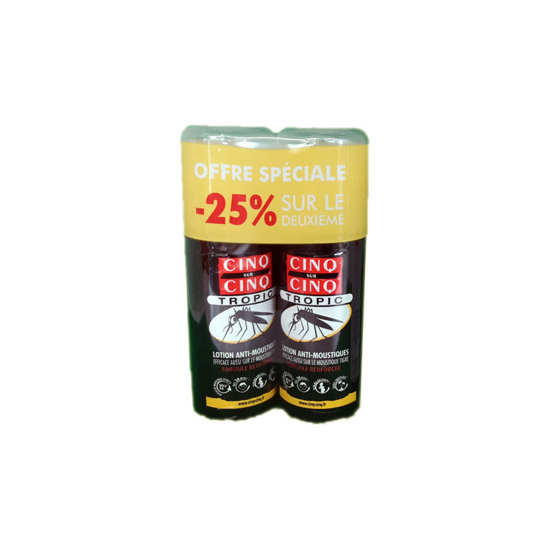 CINQ SUR CINQ TROPIC LOTION ANTI-MOUSTIQUES LOT DE 2 X 75ML CINQ SUR CINQ TROPIC LOTION ANTI-MOUSTIQUES LOT DE 2 X 75ML