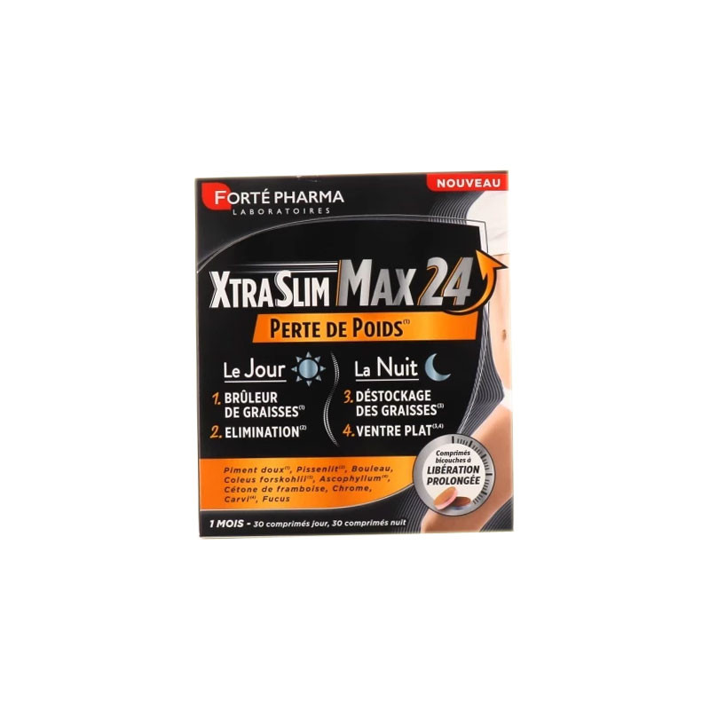 XTRASLIM MAX 24 - 30 COMPRIMES JOUR + 30 COMPRIMES NUIT FORTE PHARMA