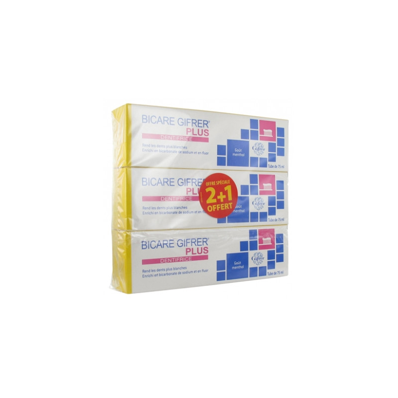 BICARE PLUS DENTIRICE LOT DE 3X75ML GIFRER BICARE PLUS DENTIRICE LOT DE 3X75ML GIFRER