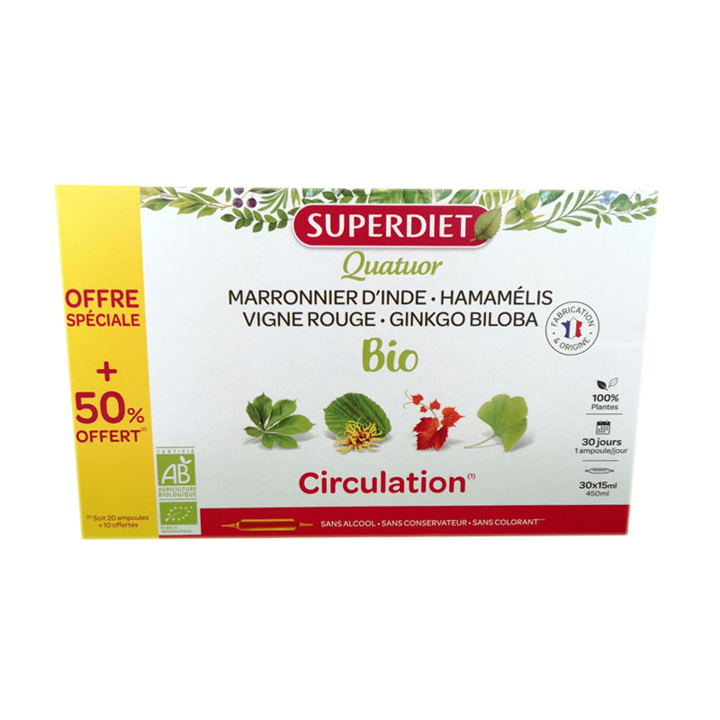 QUATUOR CIRCULATION BIO 30 AMPOULES SUPERDIET QUATUOR CIRCULATION BIO 30 AMPOULES SUPERDIET