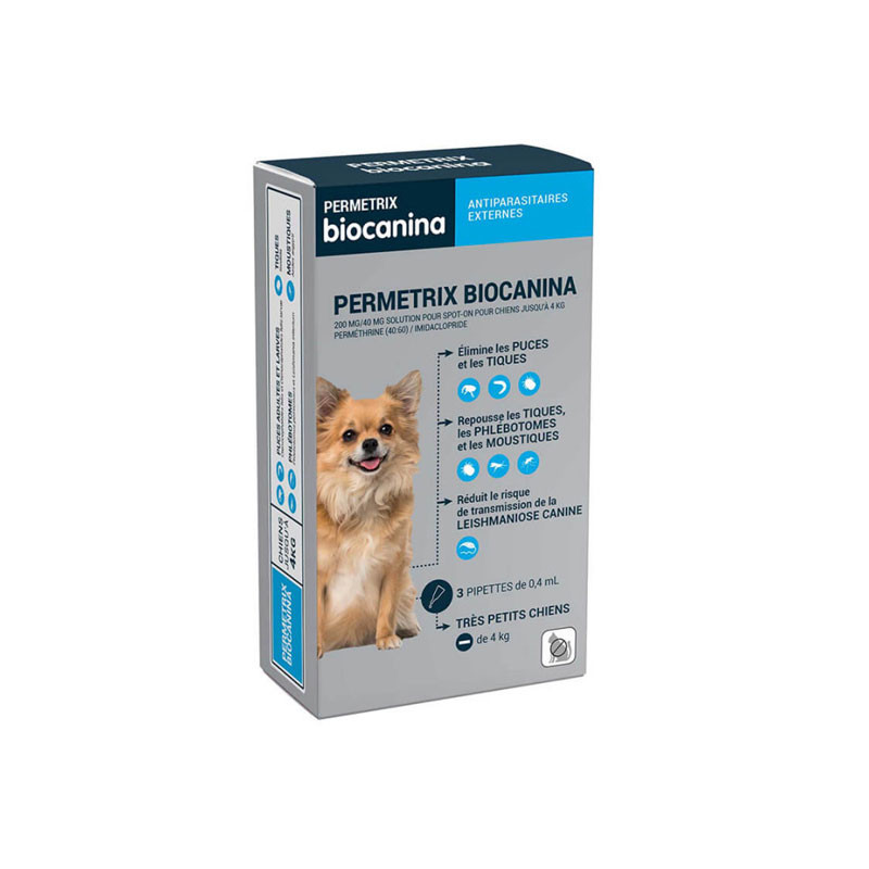 PERMETRIX ANTIPARASITAIRES EXTERNES TRES PETITS CHIENS BIOCANINA PERMETRIX ANTIPARASITAIRES EXTERNES TRES PETITS CHIENS BIOCANINA